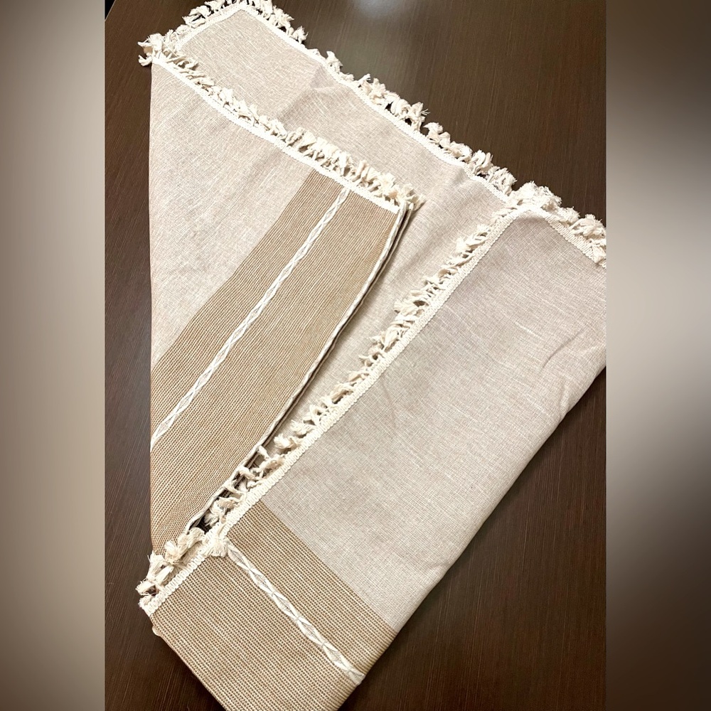 NEW Cotton Linen Tablecloths w/Tassels, Waterproof, Wrinkle Free, 55" X 55” ea